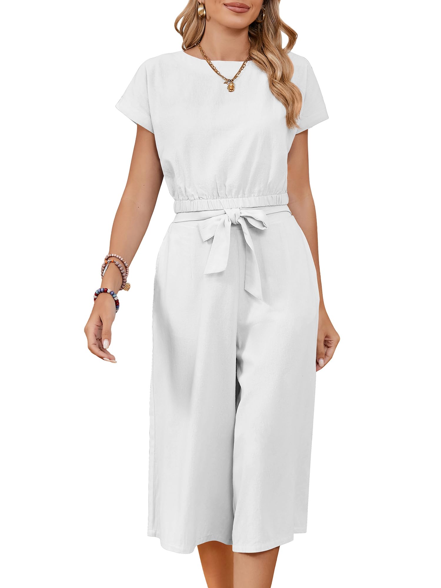 Two Piece Outfit Short Sleeve Crop Top and Wide Leg Pant Set