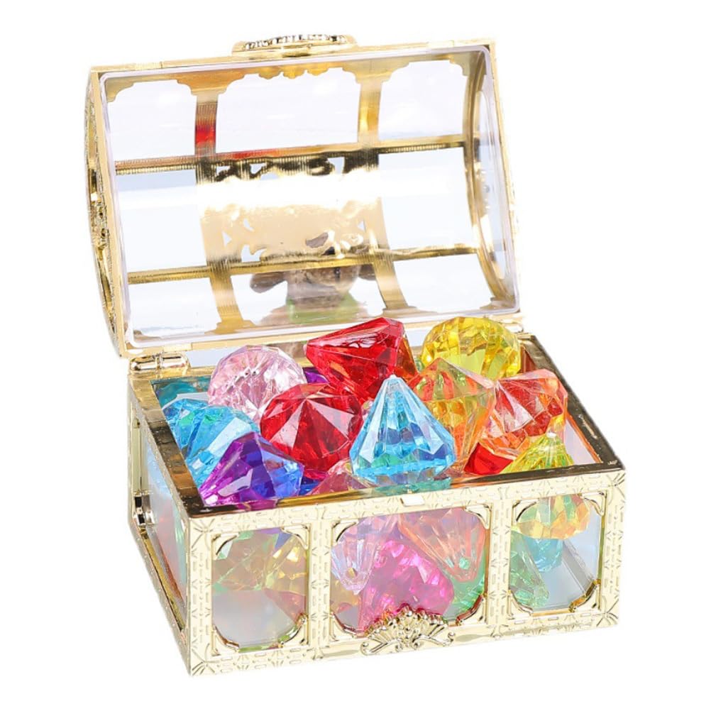 Toddmomy Gem Toys with Treasure Box 3.54 Inch Kids Storage Playthings for Birthday Party Role Play and Decorative Keepsake Holder