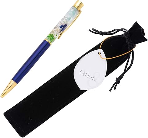 Amazon ファンファン Herba ハーバリウム ボールペン 植物 ギフト プレゼントおしゃれ 紳士 男性 インディゴブルー 完成品 ベロア調ペンケース付き 油性ボールペン 文房具 オフィス用品