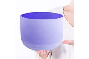 ENERGYSOUND 432Hz B Crown Chakra Purple Color Frosted Quartz Crystal Singing Bowl 8 inch sound healing