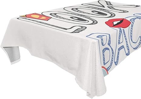 Amazon Kimdface テーブルクロス スローガンかわいいアイコンイラスト 装飾 テーブルカバー 耐久 耐熱 テーブルマット 四季通用 雰囲気が一気に変わる 130x180cm テーブルクロス オンライン通販