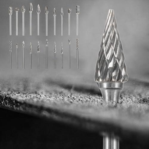 20-Piece Tungsten Carbide Rotary Drill Bits Burr Set – 1/8 Shank – Die Grinder Carving