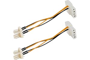 PNGKNYOCN 3-Pin Fan to 4-Pin Molex Pass-Through Power Adapter Cable, 4-pin Molex/IDE to 3 Pin CPU Fan Power Cable（2-Pack）…