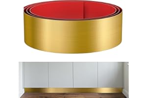 Sanbege Stainless Steel Toe Kick Cover, 6" x 102" Baseboard Plate, Self Adhesive Kickplate for Bottom of Door, Kitchen Island, Cabinet, Cupboard (Brushed Gold)