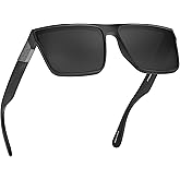 JIM HALO Retro Polarized Sunglasses Men Women Flat Top Square UV400 Glasses for Driving Fishing Hiking Golfing