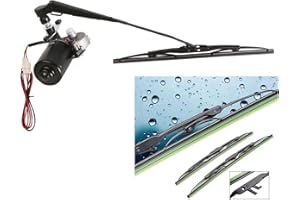 SCHRION 12V Universal Electric Wiper Motor, ATV Tricycle UTV Windshield Wipers Kit Compatible with Polaris Ranger Golf Cart Windshield Wiper Kit, 90 Degree Motor, 13.7/15.7 in Arm/Blade