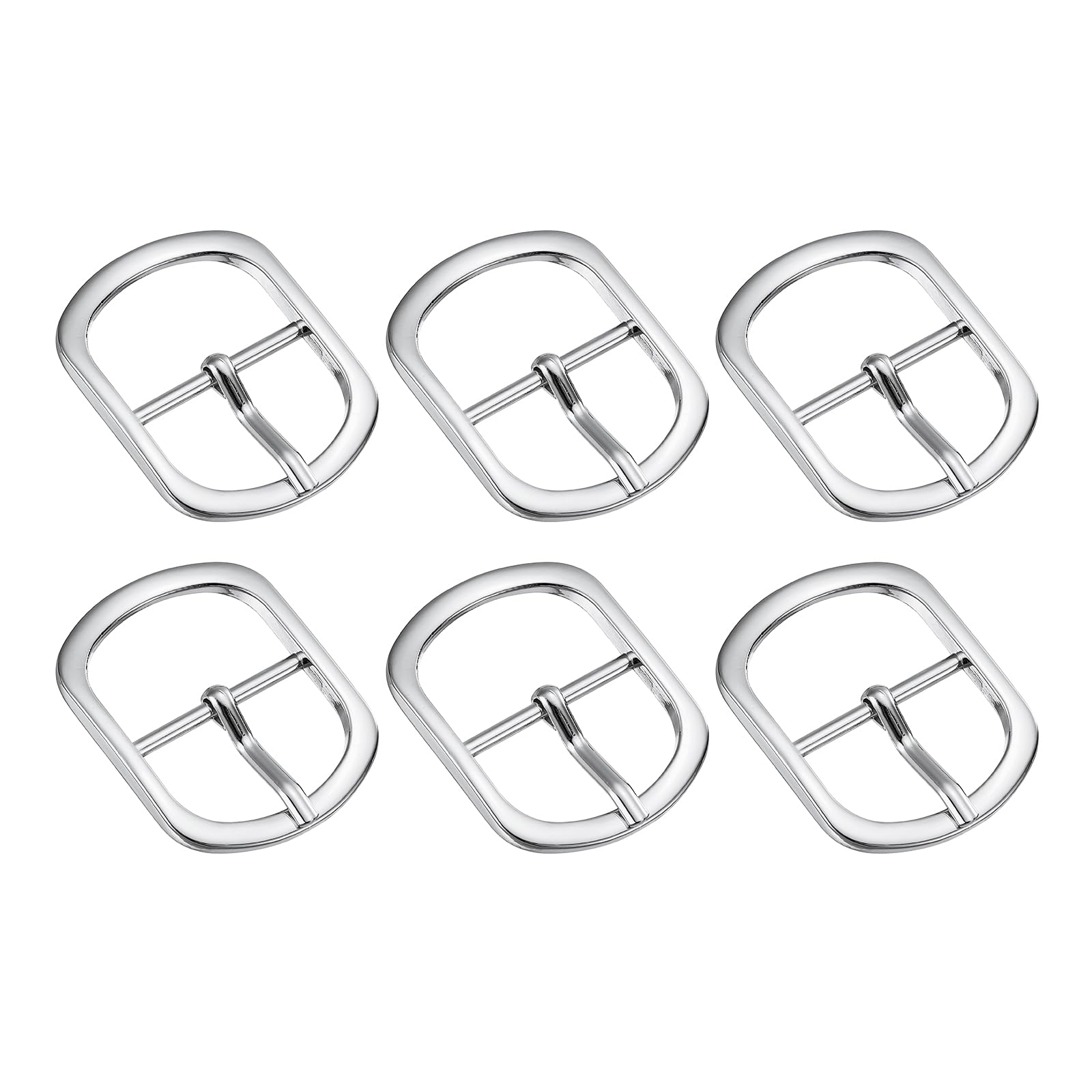 Uxcell 6Pcs 0.98" Metal Roller Buckle, Single Prong Belt Buckle Oval Center Bar Buckles for Leather Craft Accessories, Silver