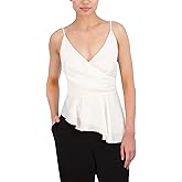 BCBGMAXAZRIA Womens Sleeveless Surplice Neck Peplum Top