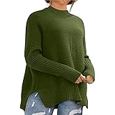 Eytino Womens Plus Size Sweaters Long Sleeve Crew Neck Split Hem Casual Oversized Ribbed Knit Tunic Pullover Tops(1X-5X)