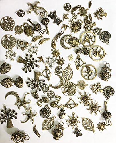 DIY-25 Antique Different disign charms pendants, Mix DIY for jewelry making and crafting, Bronze