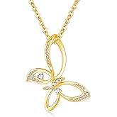 YEESIA Butterfly Necklace S925 Sterling Silver Gold Plated Neckalce Rose Gold Butterfly Neckalce Valentines Day Gifts for Women Girls Girlfriend Wife