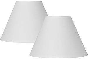 Set of 2 Antique White Linen Medium Empire Lamp Shades 6.5" Top x 15" Bottom x 10.75" High (Spider) Replacement with Harp and Finial - Springcrest