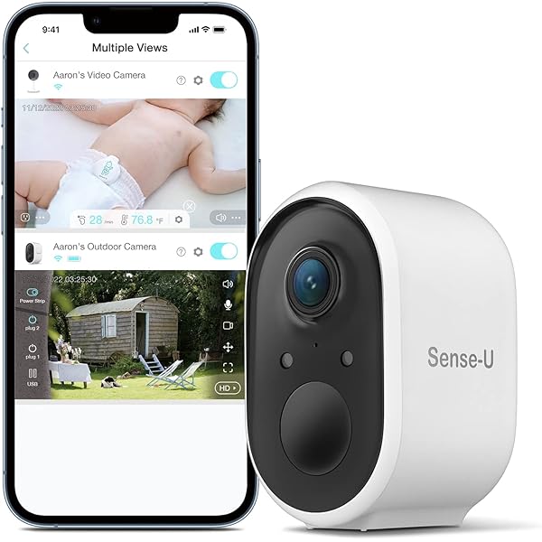 100新品正規品 2台のカメラを搭載したSenseU Baby Monitor 1080 P HD WiFiカメラとバックグラウンド