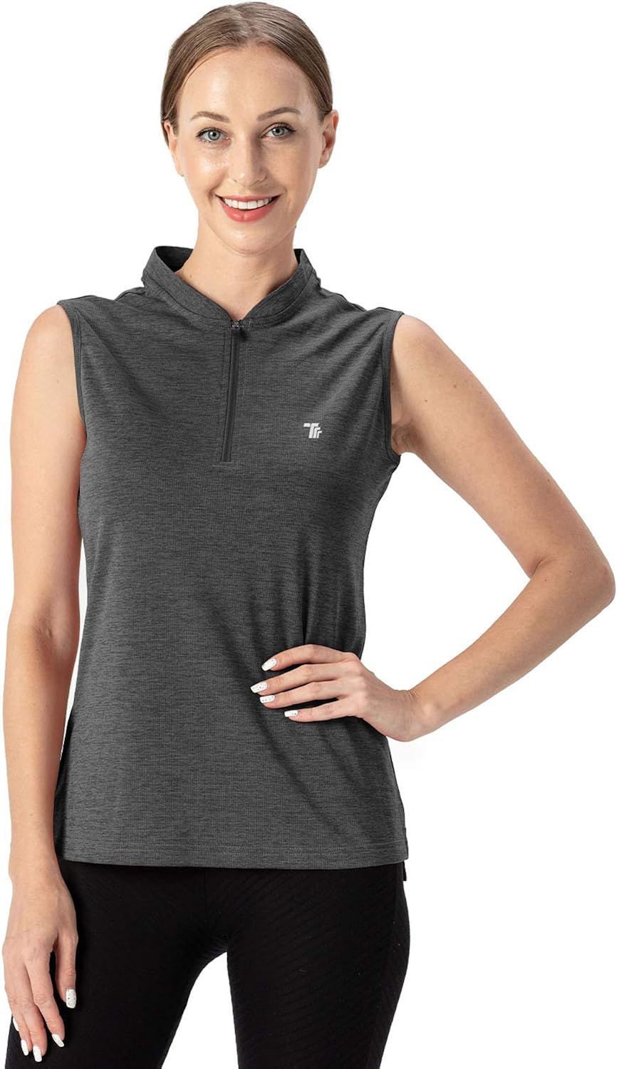 Rdruko Women's Sleeveless Golf Polo Shirts Zip Up Dry Fit Athletic Tank Tops UPF 50+: Clothing