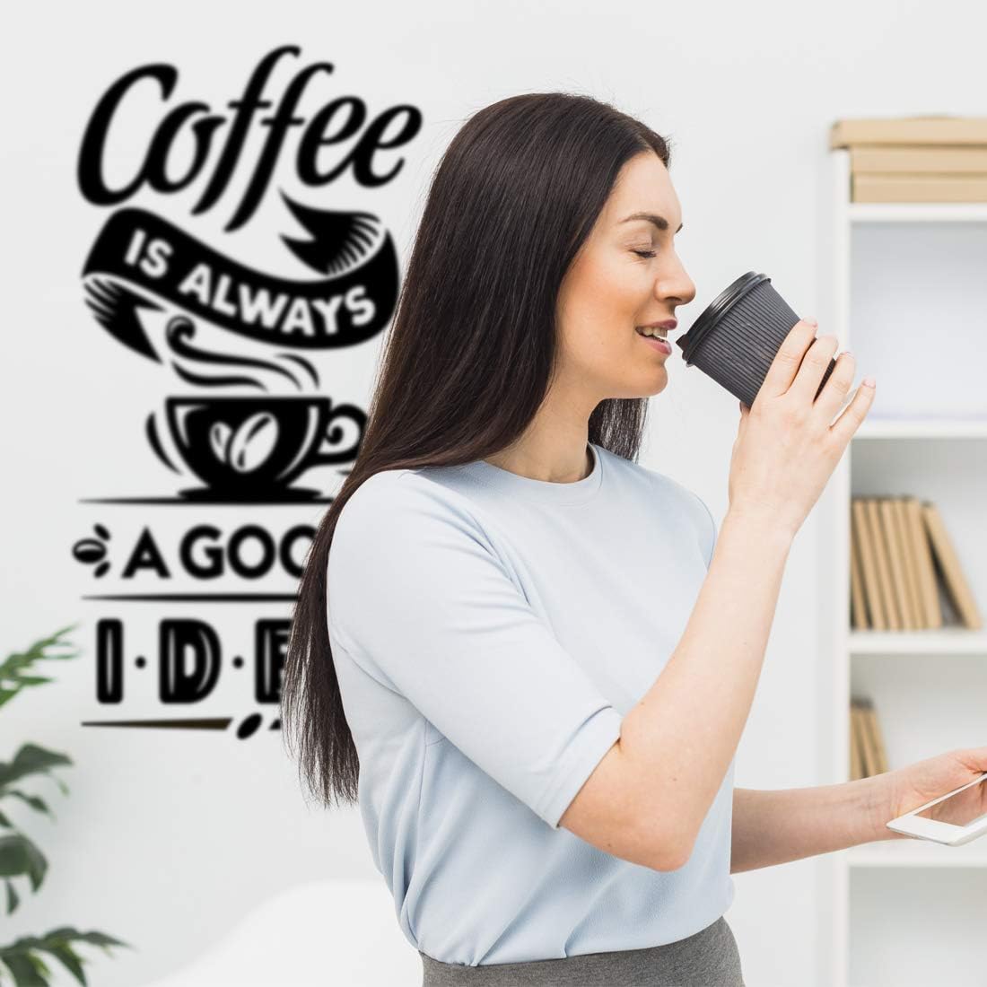 Coffee Good idea Sticker Wall Art Kitchen Vinyl Stickers Cafe Sign Door Decor Shop Window Lettering Decal Glass Signs Decals Poster plaques Cup Pub transfers Windows Mural Cups Retro Quotes Takeaway - Image 4