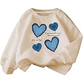 RoseSeek Girl's Heart Graphic Sweatshirts Crew Neck Long Sleeve Casual Pullover Tops