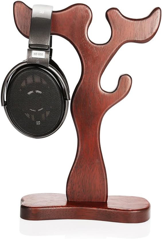 Vmank Headset Wooden Stand Headphone Holder Hanger DIY Support Storage Platform Storage Rack Earphone Winding Hanging (Brown)