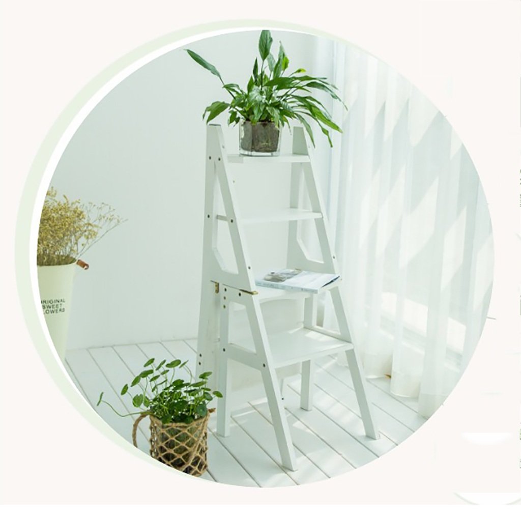 驚きの安さ Pengfei 折りたたみステップ多機能 二重使用 4ステップ 無垢材 3色 37 46 90cm 脚立 踏み台ステップ チェア 色 白 B0776xxb7d 白 Studioweb Com