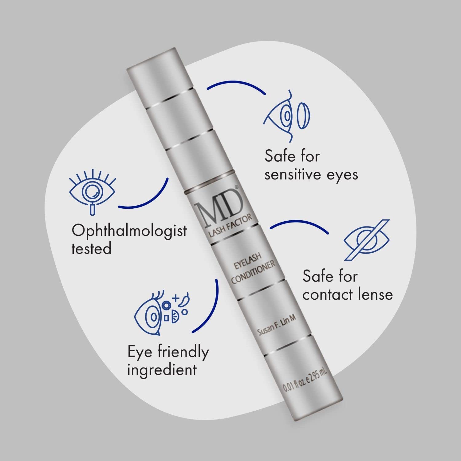 MD Lash Factor Eyelash Conditioner – 0.1 fl oz, 3-Month Supply – Daily Lash Serum with Peptides and Biotin for Thicker Lashes