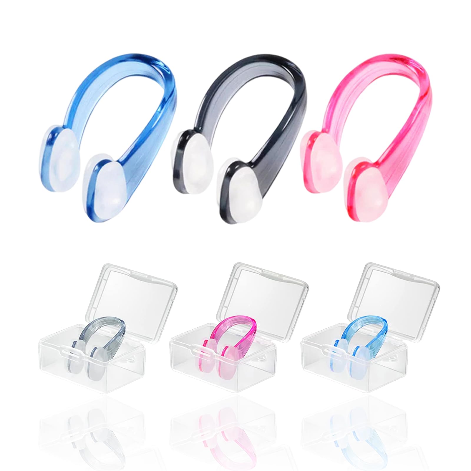 Half Forest Clip Nose Swimming Nose Tweezers Swimming Silicone Nose Clip Waterproof with Storage Box for Professional Swimmers Beginners in Swimming (6 Pieces)