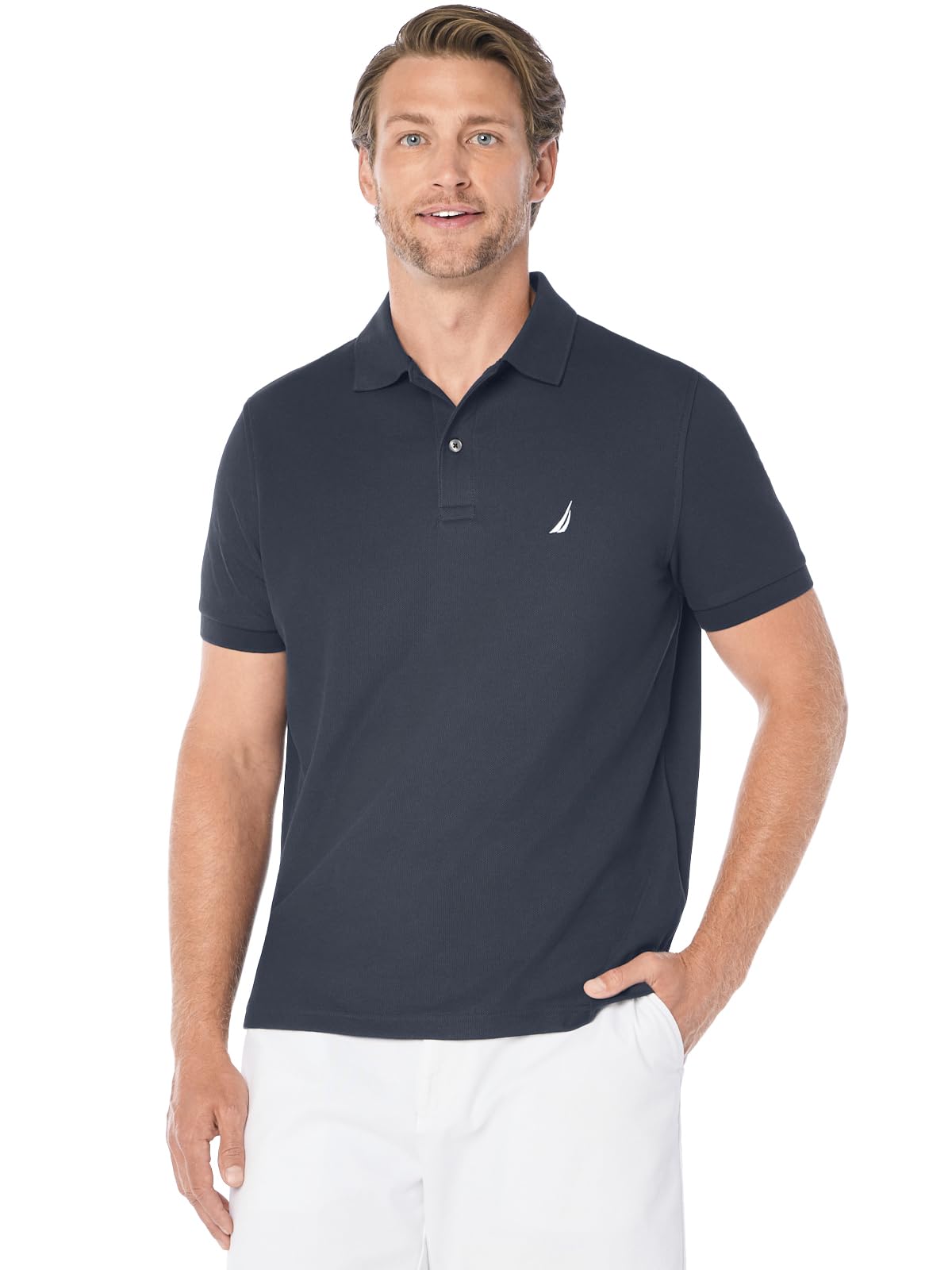 Nautica mens Classic Short-sleeve Solid T- polo
