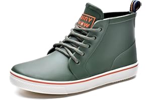 Rain Boots for Women, Waterproof Rubber Garden Boots Anti-Slip Ankle Rain Boots Lace Up Deck boots for Muck Mud Working Outdo