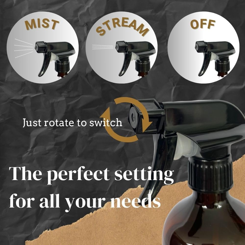 360° Spray Bottle (2 Pack) | Upside Down Spray Bottles | All Purpose Plastic Amber Spray Bottles