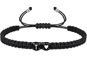 COLORFUL BLING Initial Bracelet for Women Gifts Handmade Rope Braided 26 Alphabet Letter Heart Sister Daughter Mom Mother's Day Friendship Wristband Jewelry