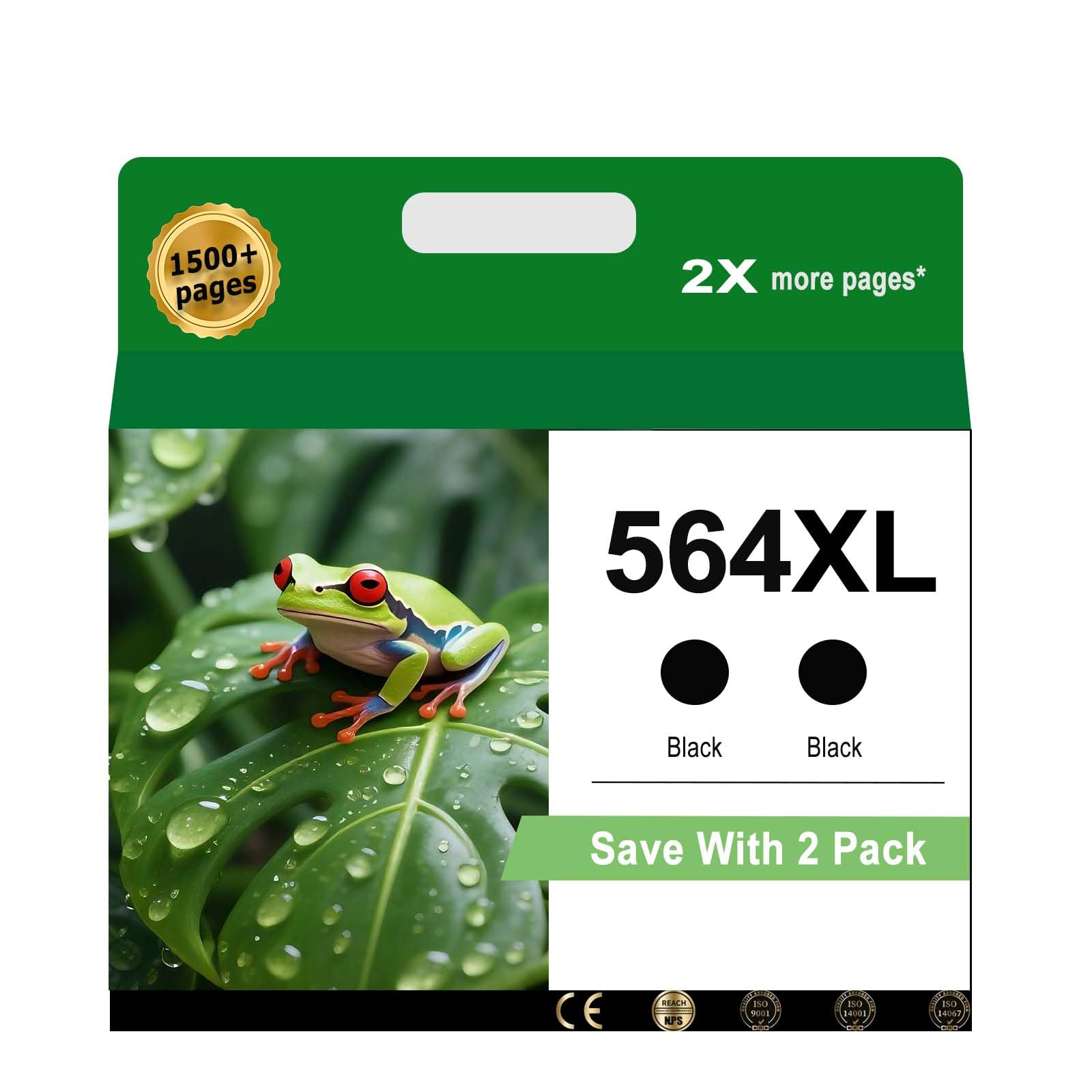 Photo 1 of EmiGSupply 564XL Ink Cartridge for HP 564 XL Black(2 Pack) Combo Compatible for HP564 HP564XL Printer 7520 5520 3520 6510 6520 4620 7510 5510 7525 7515 4622 6525 3521 5525 5515 5512 b210