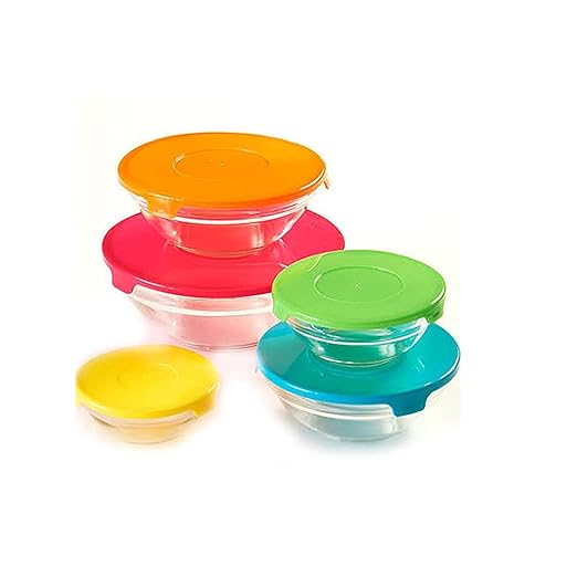 10 piezas cuenco de cristal conjunto con tapas de colores (apta ...