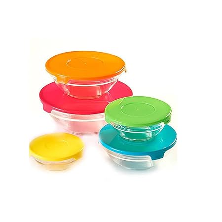 10 piezas cuenco de cristal conjunto con tapas de colores ...