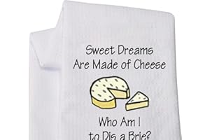 LEVLO Funny Cheese Lovers Gifts Sweet Dreams are Made of Cheese Who Am I to Dis a Brie Kitchen Towels Sweet Housewarming Gift (Who Am I to Dis a Brie)