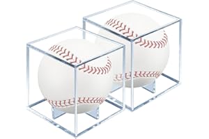 Jaragar Baseball Display Case 2 Pack, UV Protected Sport Collectibles Baseball Holder Acrylic Cube Memorabilia Display Box, Official Baseball Autograph Display Case for Official Size Baseball