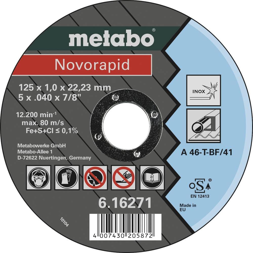 Metabo Novorapid Cutting Disc for Stainless Steel 125 x 1.0 x 22.23 616271000