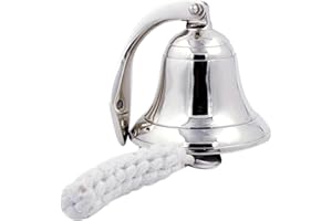 HANDCRAFTED TRADING CO. Nautical Wall Hanging Ship Bell 4", Silver Chrome