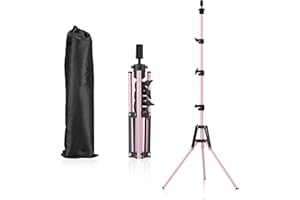 Pet Baby Mannequin Head Stand, Adjustable Wig Stand, Reinforced Metal Mannequin Head Stand for Cosmetology Hairdressing Training, Pink