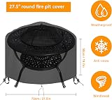 OKPOW Fire Pit Cover Round 90cm Waterproof 600D UV Resistant Black view 7