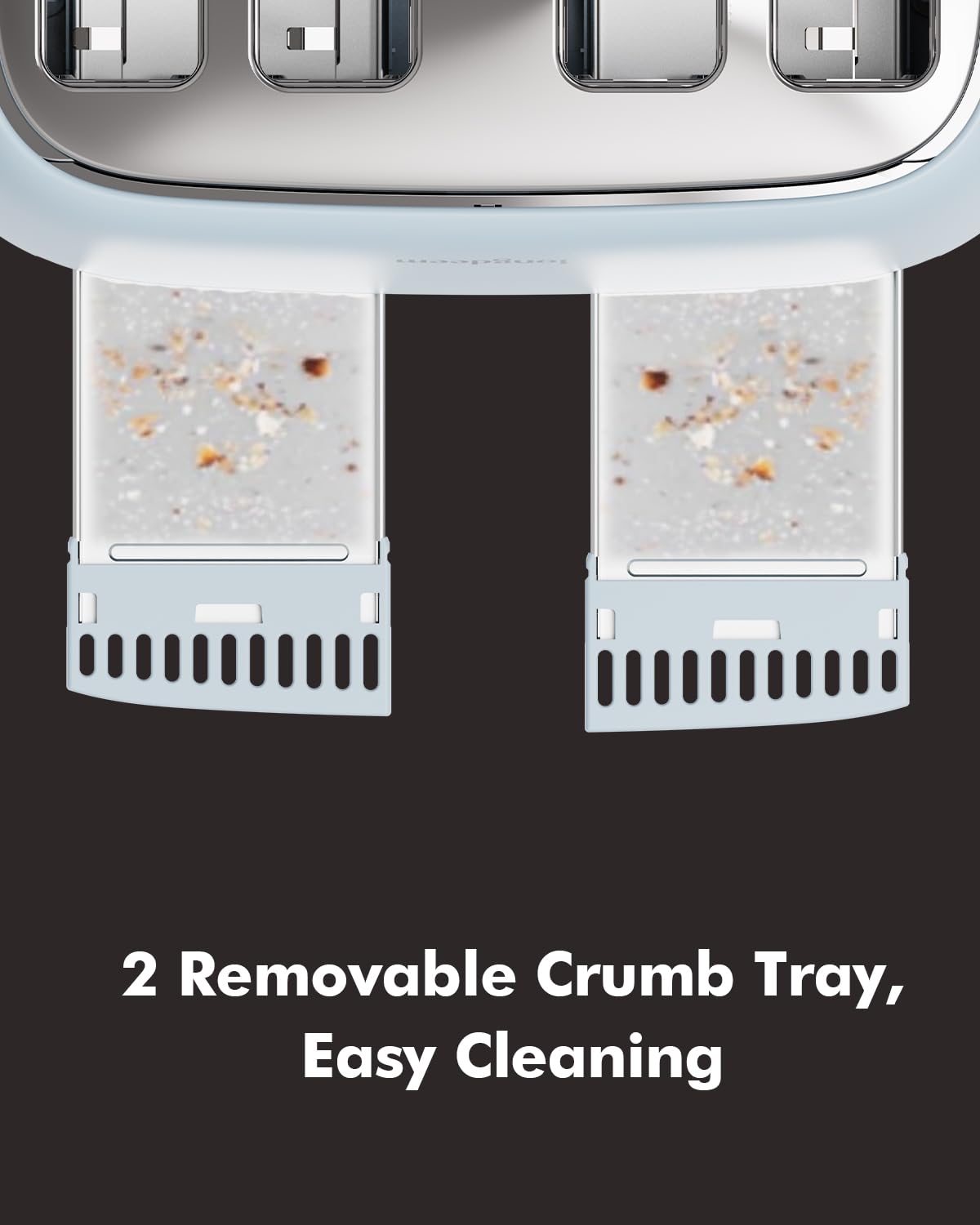 LONGDEEM Tostadora de 4 rebanadas con ranuras extra anchas de 1.6", control de dorado de 6 niveles y bagel/descongelación, bandeja para migas extraíble, horno tostador de acero inoxidable con apagado automático, azul