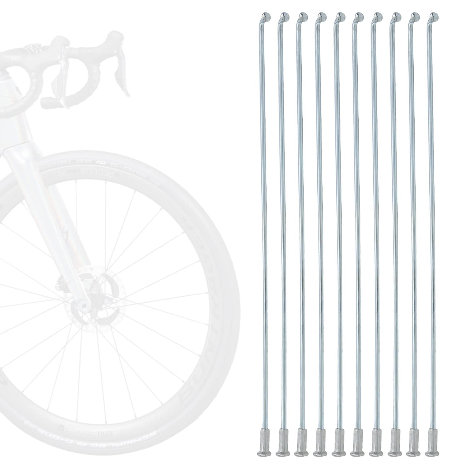 Tissting 10 pcs Bike Spokes 2.2 mm Bike Wheel Spoke Stainless Steel Bicycle Spokes Mountain Bike Hardware Accessories Optional Size Spokes(310 mm)