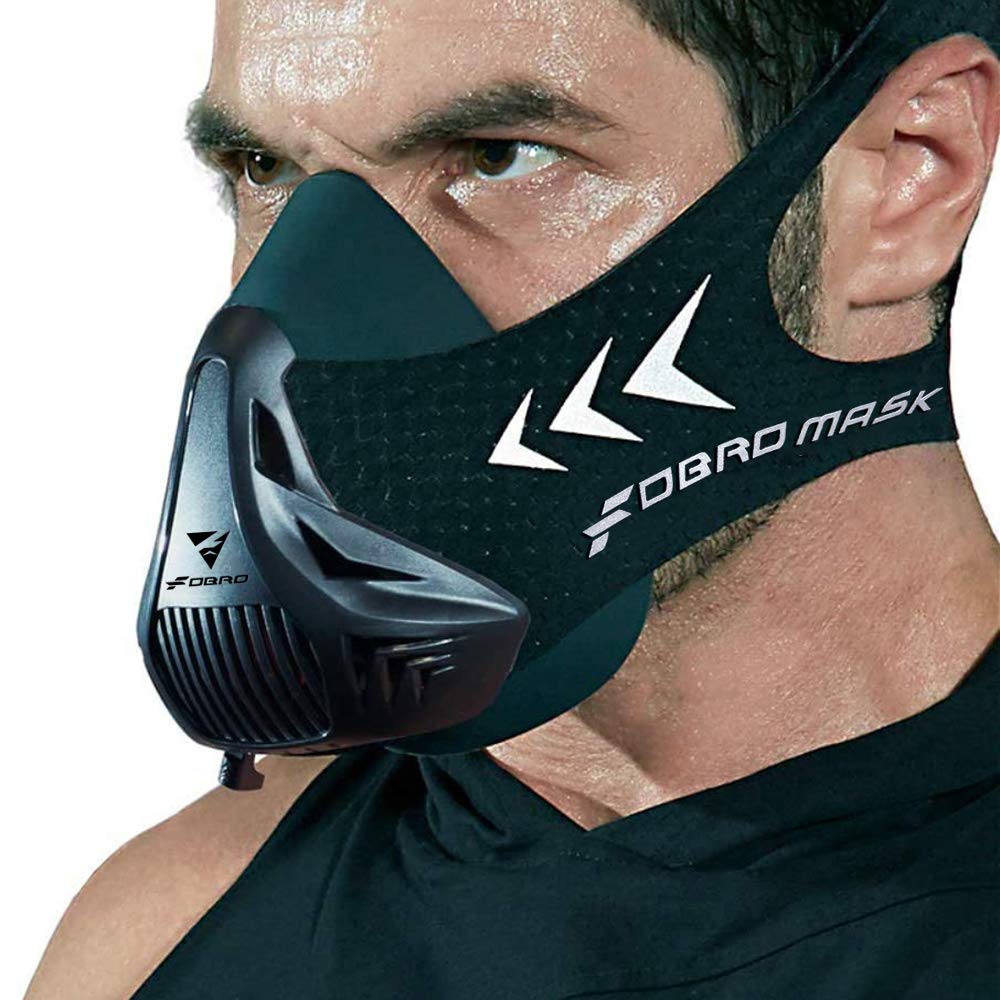FDBRO Sport Masks Black for Fitness Running Training High Altitude Face Mask for Resistance,Cardio,Endurance Improving （One size）