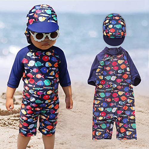 Baby Toddler Boys Shark Swimsuit Short Sleeve Bathing Suit-One Piece Swimwear Infant Toddler Sunsuits for Baby Boys with UPF 50+ Sun Protection - Thumbnail 5