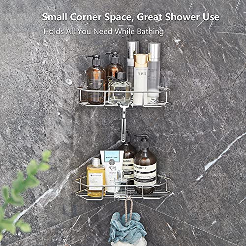2 Tiers Corner Shower Shelf, Adhesive Corner Shower Caddy, Chrome Pricepulse
