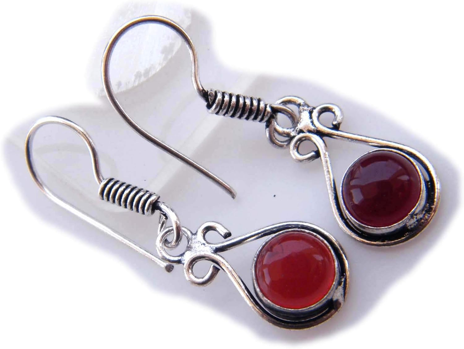 The Best Jwellery Red Onyx Earring, Silver Plated Earring, Handmade