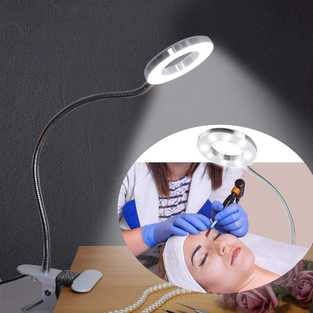 ZJchao Beauty Lamp Makeup Tattoo LED Lamp, USB Salon Desktop Light with Clip, Cold and Warm Light - Image 3