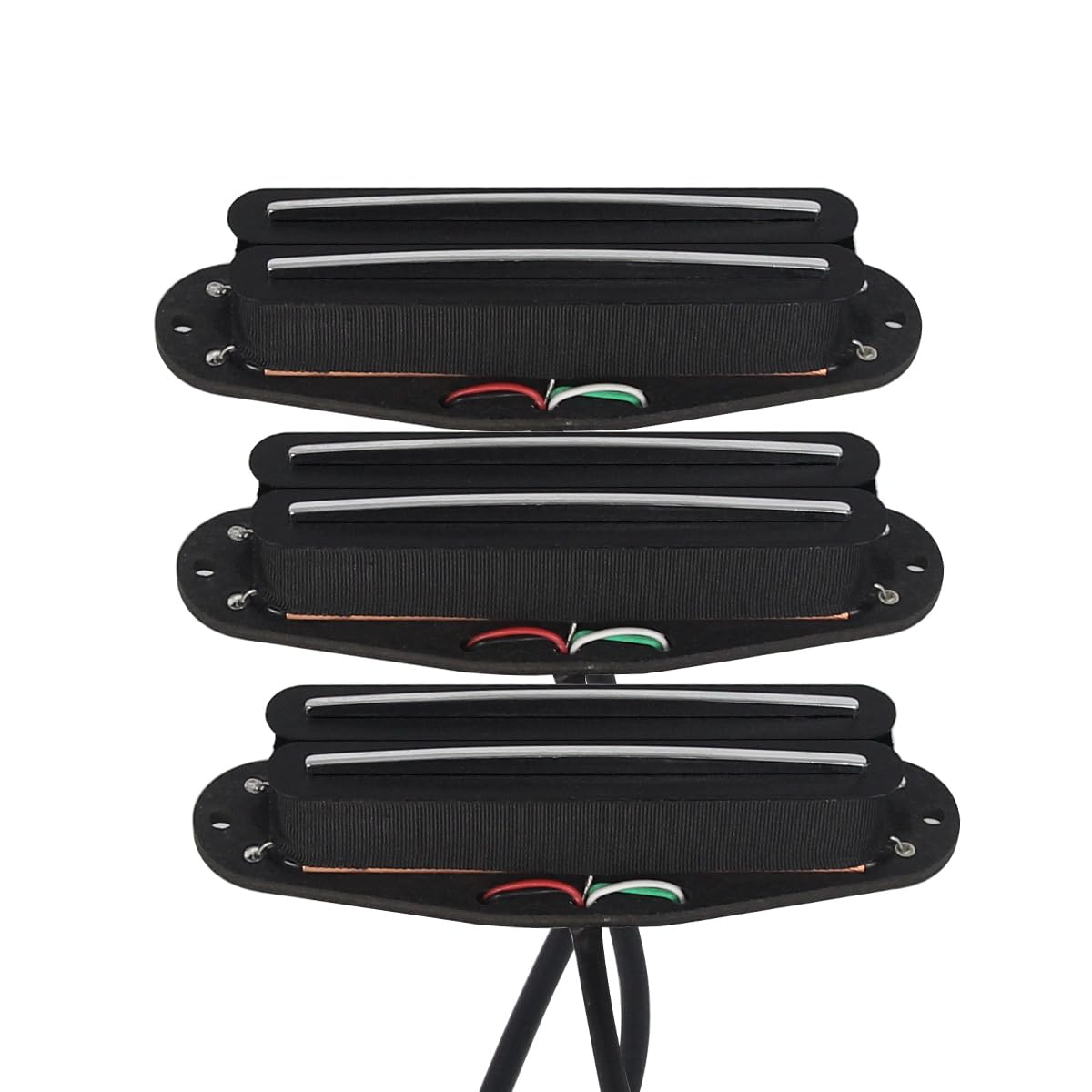 FLEOR Alnico 5 Hot Rail Humbucker Single-Coil-Sized Pickup Neck+Middle+Bridge Pickup Set, Black