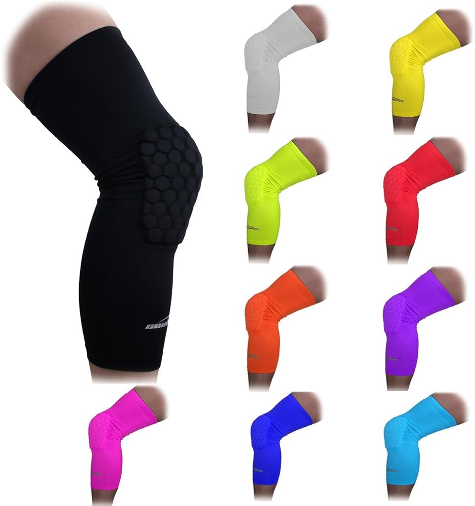 COOLOMG 2 Packs (1 Pair) Kids Adult EVA Pads Crashproof Basketball Leg Knee Long Sleeve Protector Gear XS-XL : Sports & Outdoors