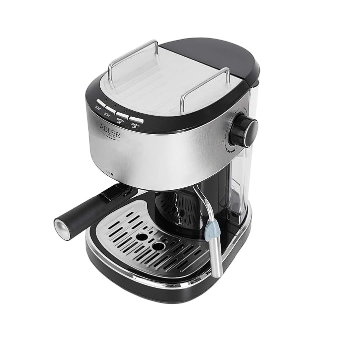ADLER 4408 Kaffeemaschine mit Milchaufschäumer, Siebträgermaschine, Espressomaschine, Kaffeebrühmaschine 850W 15 Bar, Espress