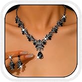 Unicra Rhinestone Bridal Wedding Jewelry Sets Gold Necklace Earrings Set Leaf Prom Formal Costume Jewelry Set for Women and Brides