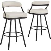 Inspire Q - 26-Inch Swivel Bar Stool Set of 2 - Modern Design, White Faux Leather - Swivel, Easy Assembly - Ideal for Kitchen, Home Bar (098-29WT)
