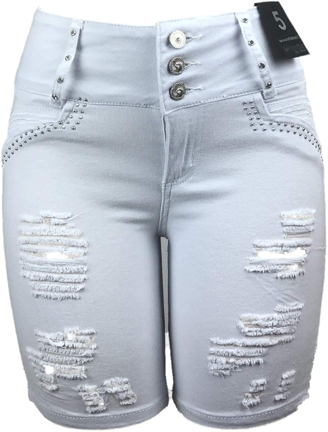 distressed white bermuda shorts